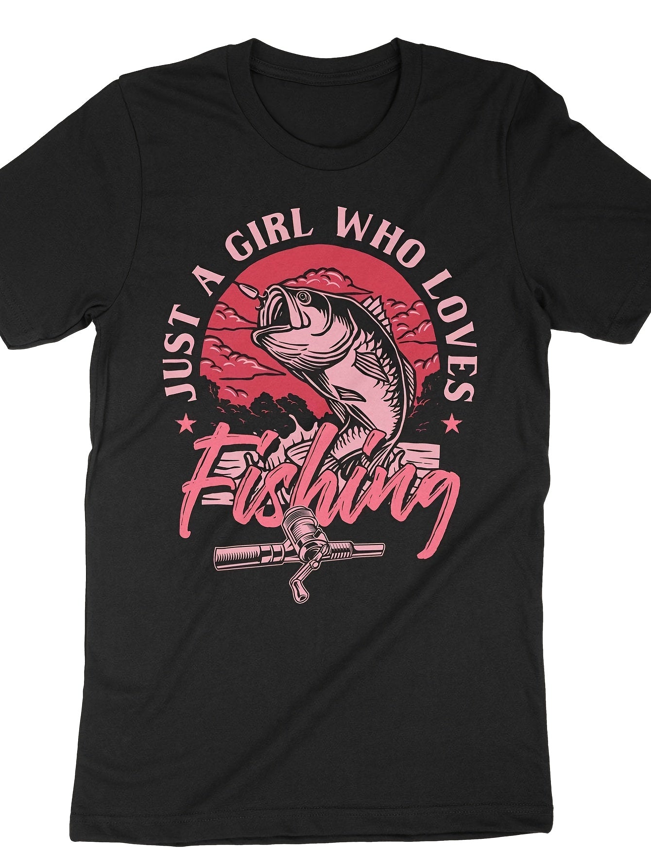 Just a Girl Who Loves Fishing, Fishing Shirt, Fish Girl Shirt, Fish Girl Gift, for Girls Who Love Fishing, Fishing Girl, Women's Fishing Style for Men and WomenShort-sleeved Printed T-shirt