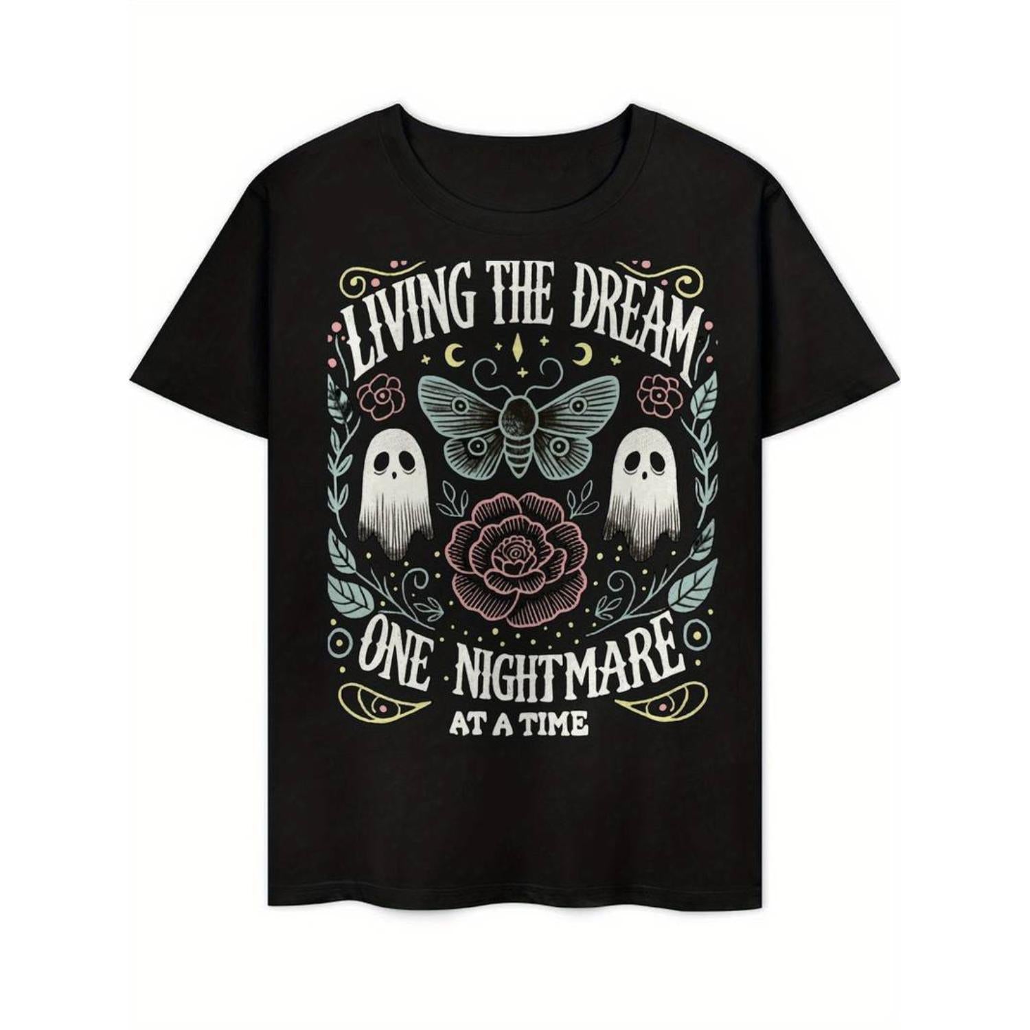 Men's funny Vintage graphic-Inspired "Living The Dream One Nightmare At A Time" Graphic T-Shirt