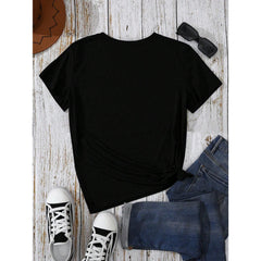 Women's Slogan Print Short Sleeve T-Shirt Graphic Tees Women Tops
