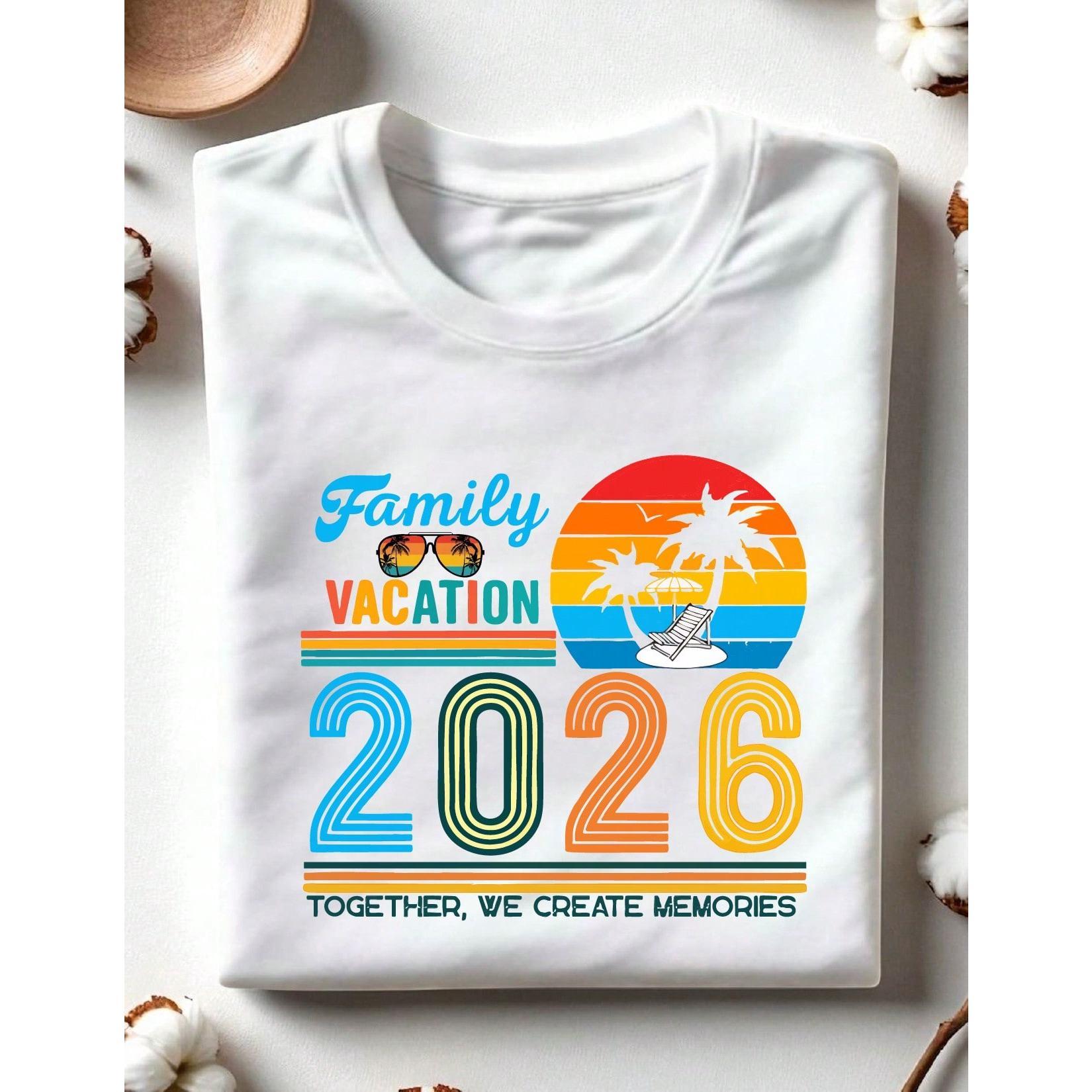 “Family Vacation 2026” Matching Tee – Making Memories Together Beach Shirt for Women Men, Soft Casual Crewneck