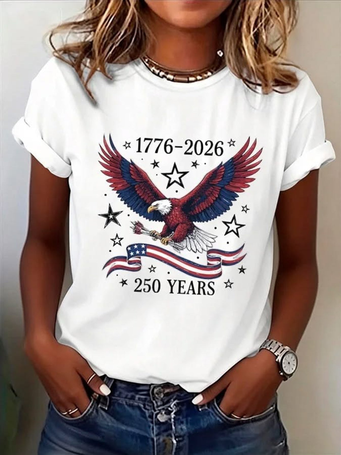1776-2026 250 Years Graphic Tee for Men Women, Patriotic American Flag Short Sleeve T-Shirt, Casual Crew Neck Top for 4th of July Independence Day Celebration Gift