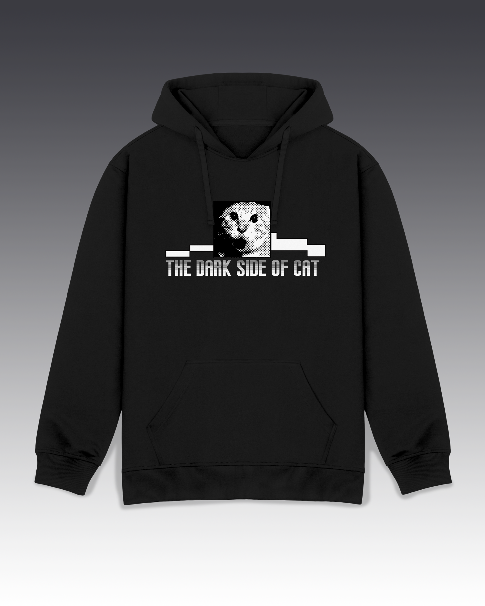 DIYANYONE Original "THE DARK SIDE OF CAT" Hoodie - Heavyweight Cotton Blend Pullover, Viral Meme Band Culture Graphic Hoodies