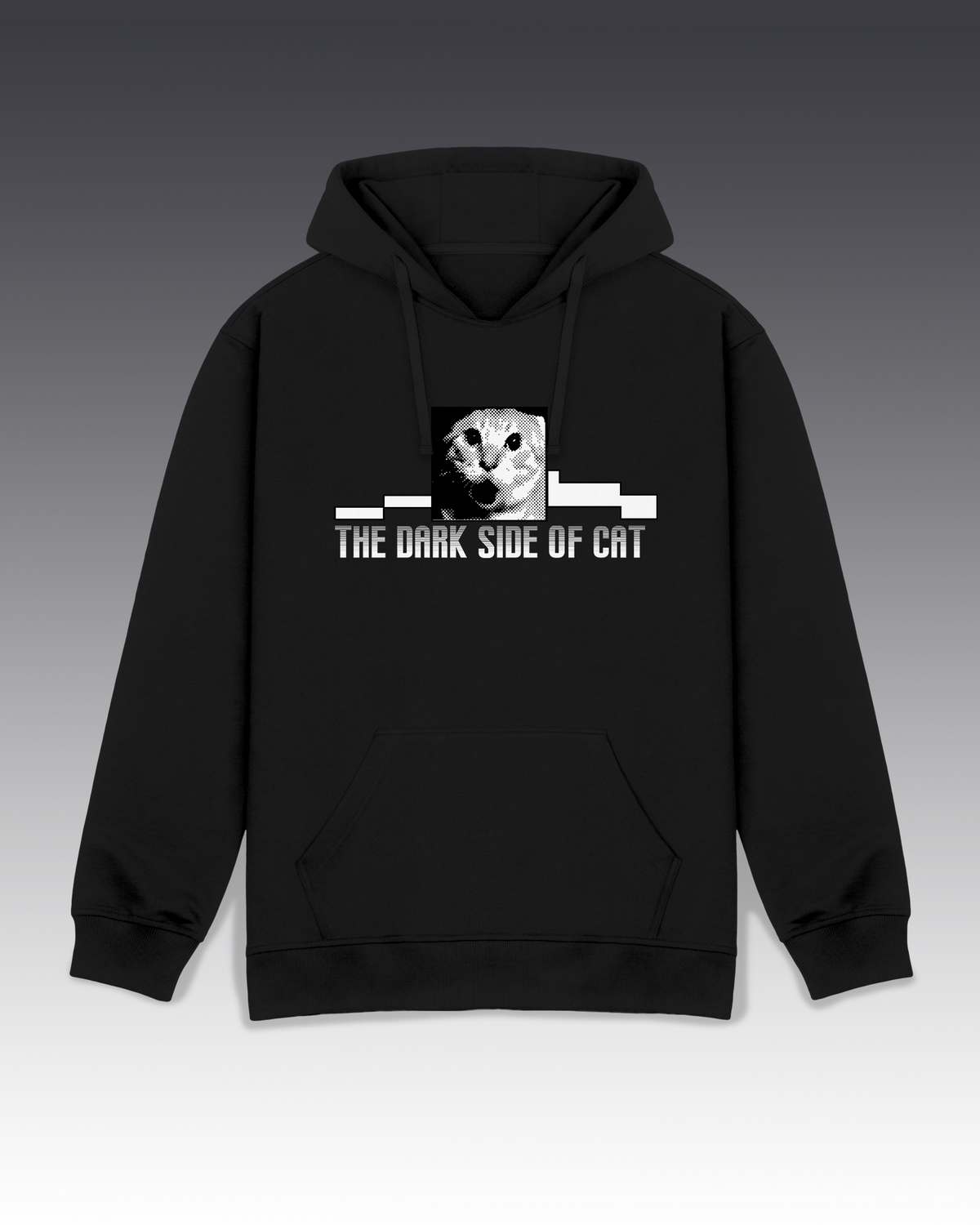 DIYANYONE Original "THE DARK SIDE OF CAT" Hoodie - Heavyweight Cotton Blend Pullover, Viral Meme Band Culture Graphic Hoodies