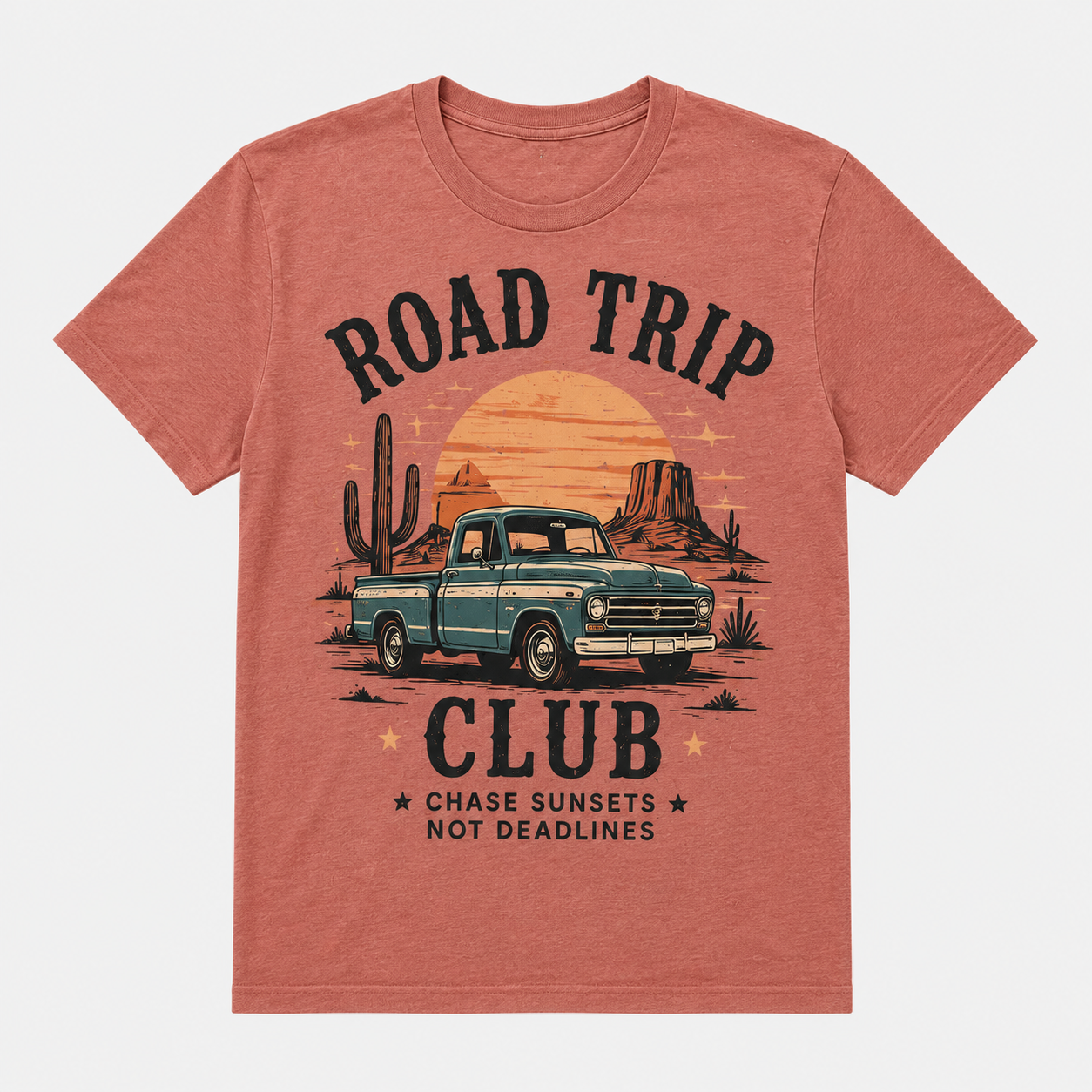 Western Roadtrip T-Shirt Vintage Cowboy Desert Graphic Tee Retro Americana Unisex Tee