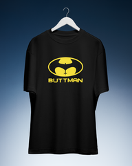 DIYANYONE Original BUTTMAN Parody Cotton T-Shirt - Funny Superhero Culture Graphic Tee, Pop-Culture Humor Style