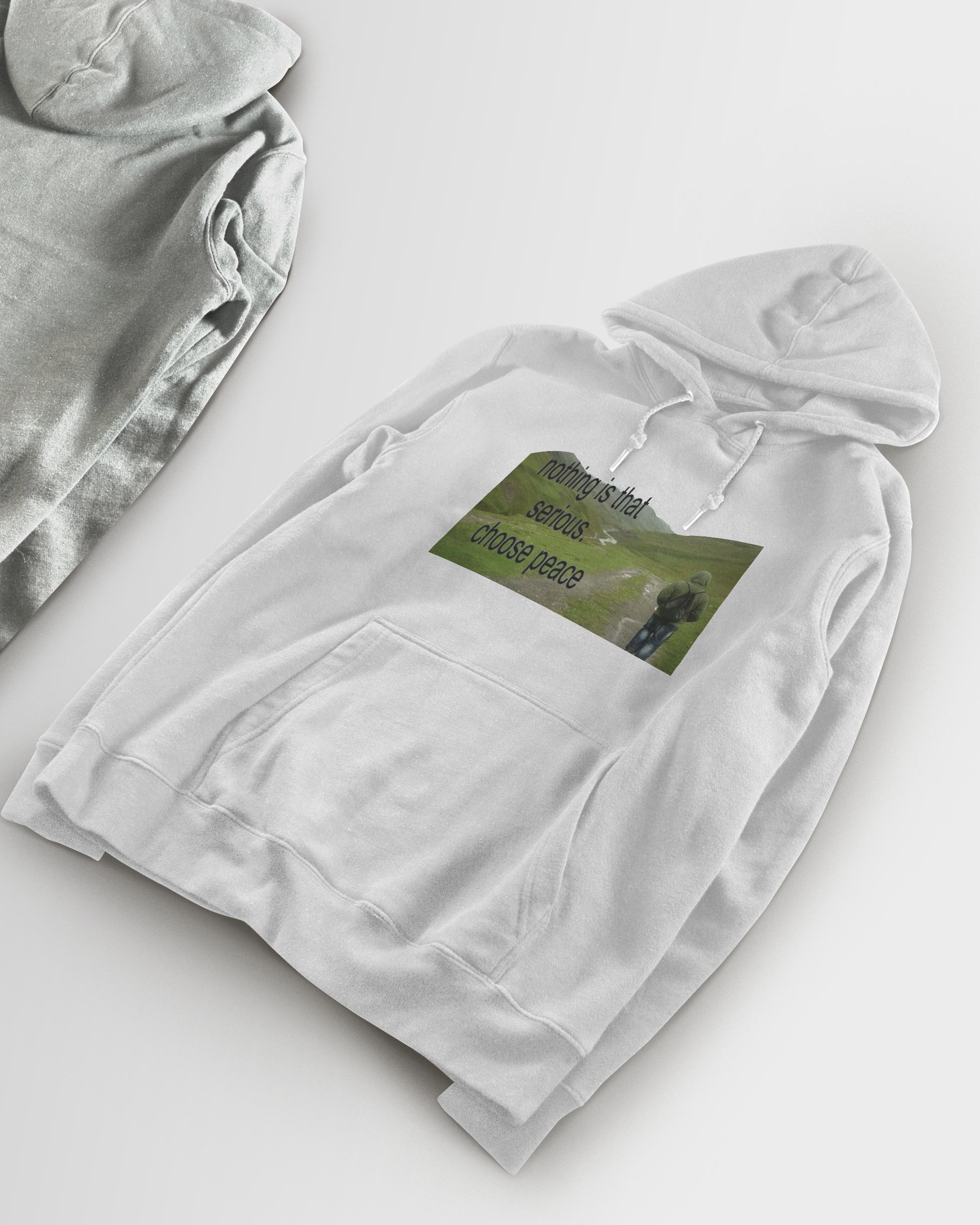 DIYANYONE Original "CHOOSE PEACE" Hoodie - Heavyweight Cotton Blend Wellness Pullover, Nature Landscape Mental Health Hoodies