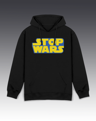 DIYANYONE Original "STOP WARS" Hoodie - Heavyweight Cotton Blend Pullover, Sci-Fi Parody Peace Activism Hoodies