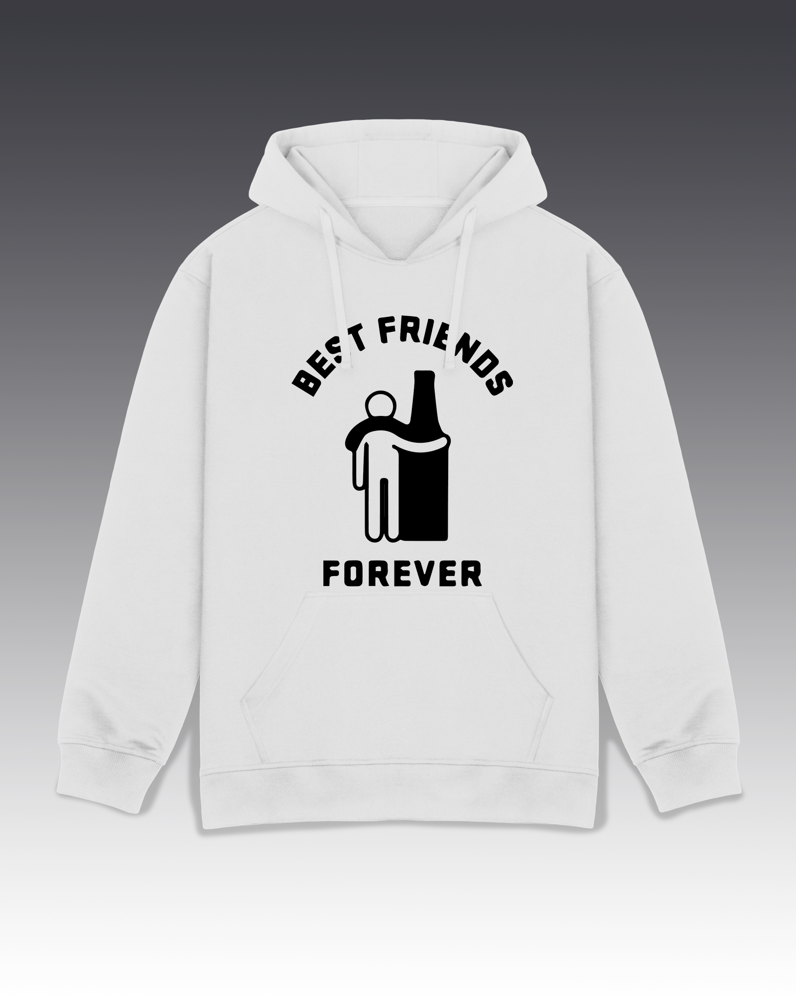 DIYANYONE Original "BEST FRIENDS FOREVER" Hoodie - Heavyweight Cotton Blend Pullover, Funny Alcohol Humor Hoodies