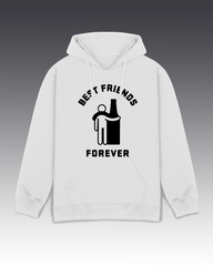 DIYANYONE Original "BEST FRIENDS FOREVER" Hoodie - Heavyweight Cotton Blend Pullover, Funny Alcohol Humor Hoodies