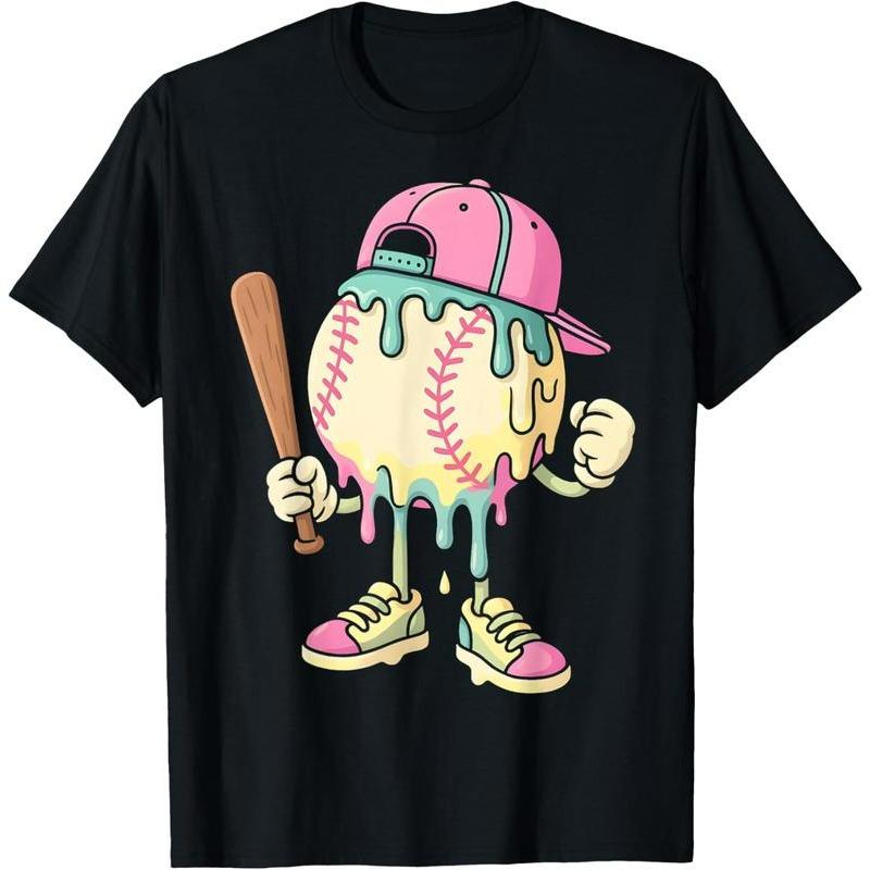 100% Cotton Ice Cream Drip Baseball Spots Baseball Drip For Girls T-Shirt