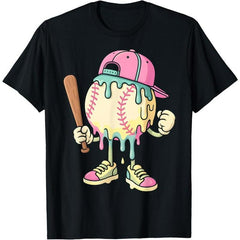 100% Cotton Ice Cream Drip Baseball Spots Baseball Drip For Girls T-Shirt