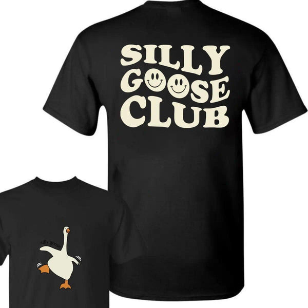 Silly Goose Club Cute Goose Best Tee Funny Animal Lover Graphic TShirt Unisex Casual Summer Top Soft Cotton Crew Neck Vintage Style