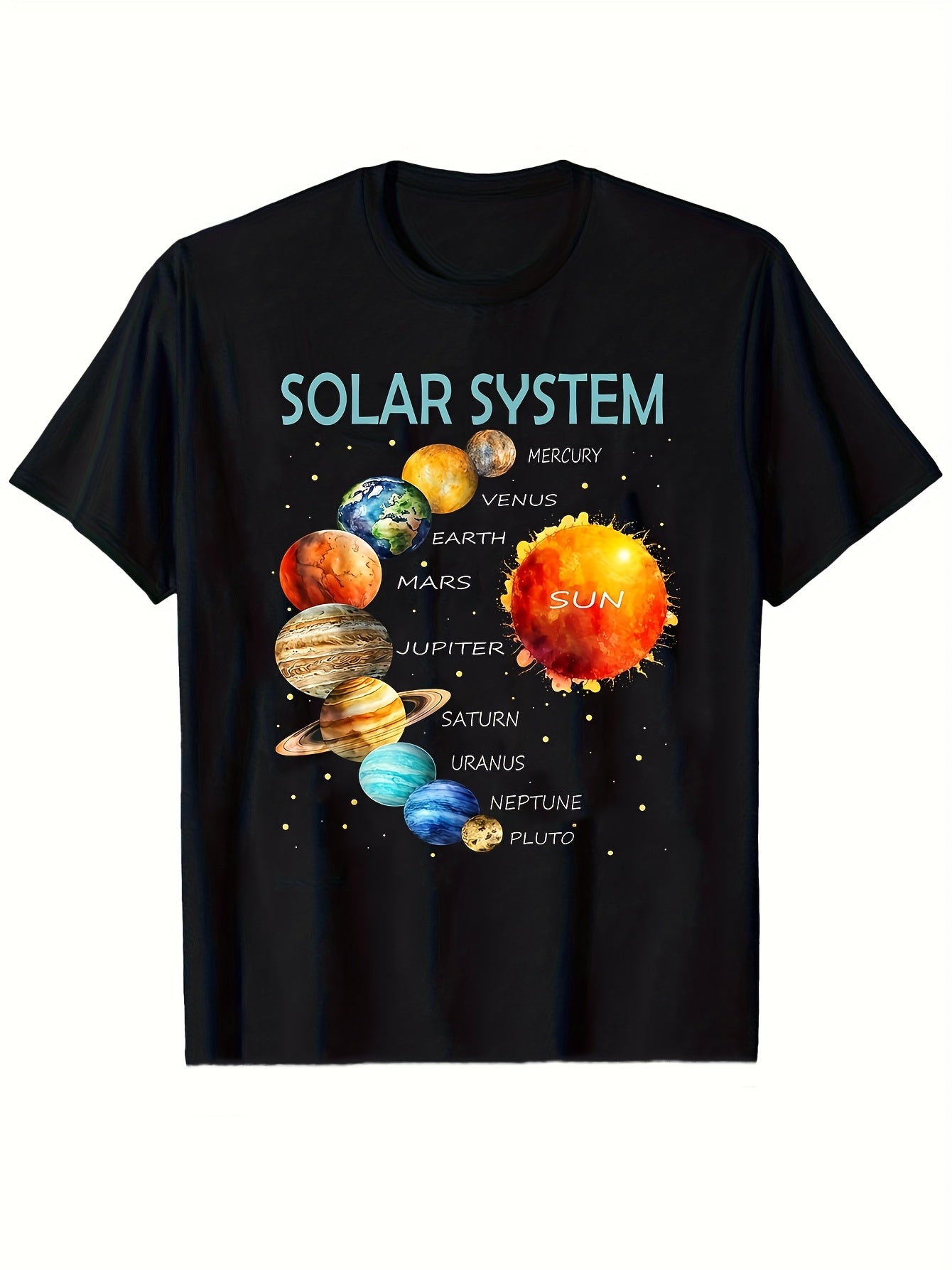 Solar System Planets Space Explorer Graphic Tee for Men Women, Mercury Venus Earth Mars Science Short Sleeve T-Shirt, Casual Crew Neck Top for Astronomy Lover Gift