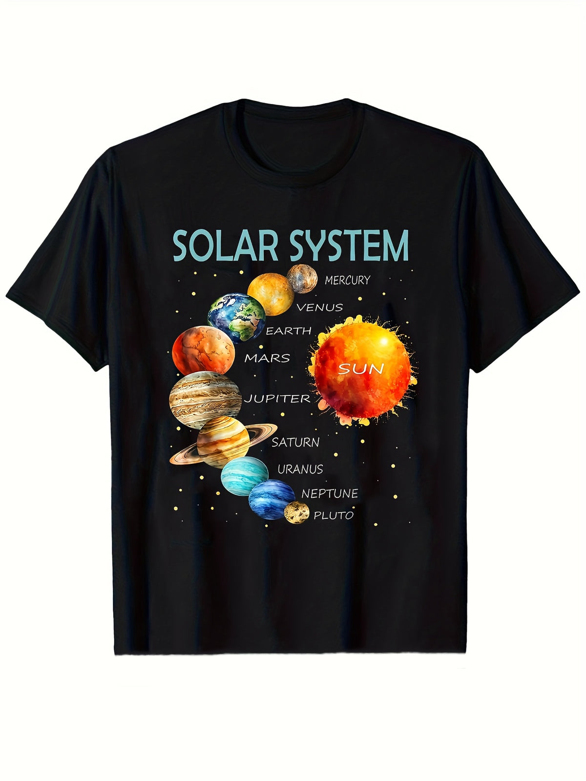 Solar System Planets Space Explorer Graphic Tee for Men Women, Mercury Venus Earth Mars Science Short Sleeve T-Shirt, Casual Crew Neck Top for Astronomy Lover Gift