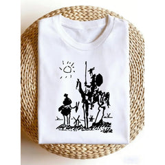 Picasso Don Quixote Art Tee – Vintage Cubist Sketch Graphic Shirt for Men, Soft Lightweight Casual Crewneck