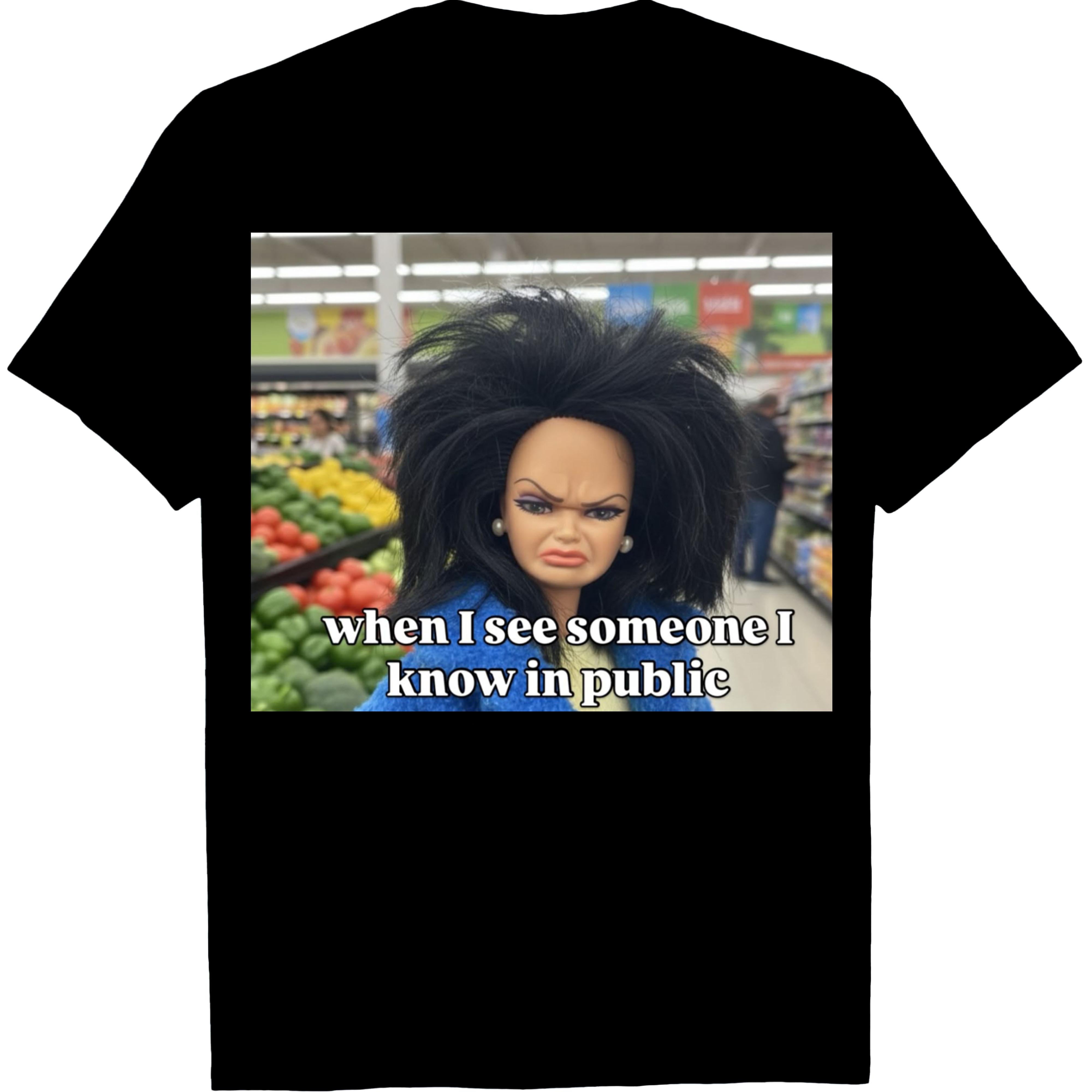 When I See Someone I Know In Public Funny Introvert T-Shirt - Social Anxiety Meme Graphic Tee, Unisex Casual Top