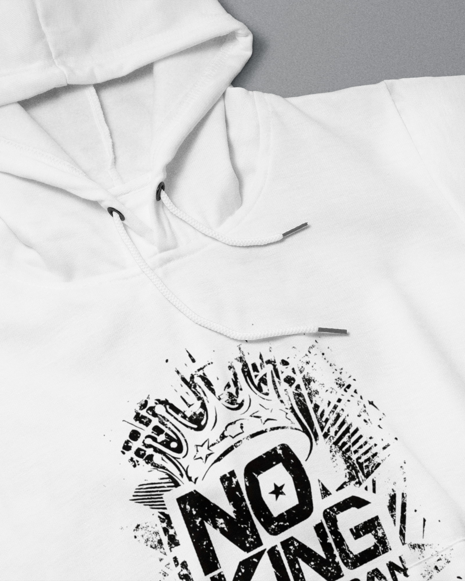 DIYANYONE Original "NO KING AMERICAN" Hoodie - Heavyweight Cotton Blend Streetwear Pullover, Distressed Political Statement Hoodies, Urban Grunge Style