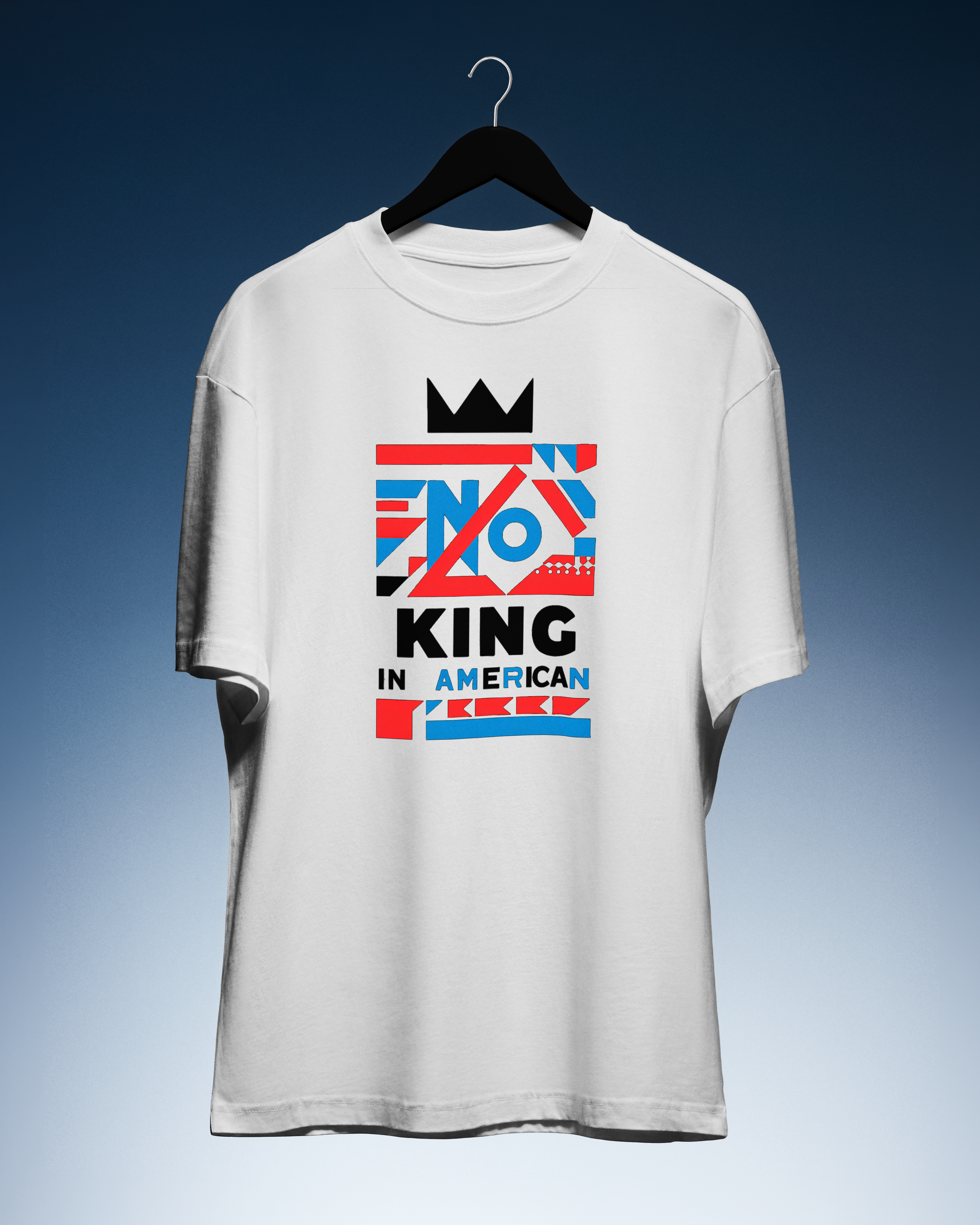 DIYANYONE Original Cotton Tee: NO KING IN AMERICAN Geometric Flag