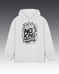 DIYANYONE Original "NO KING AMERICAN" Hoodie - Heavyweight Cotton Blend Streetwear Pullover, Distressed Political Statement Hoodies, Urban Grunge Style