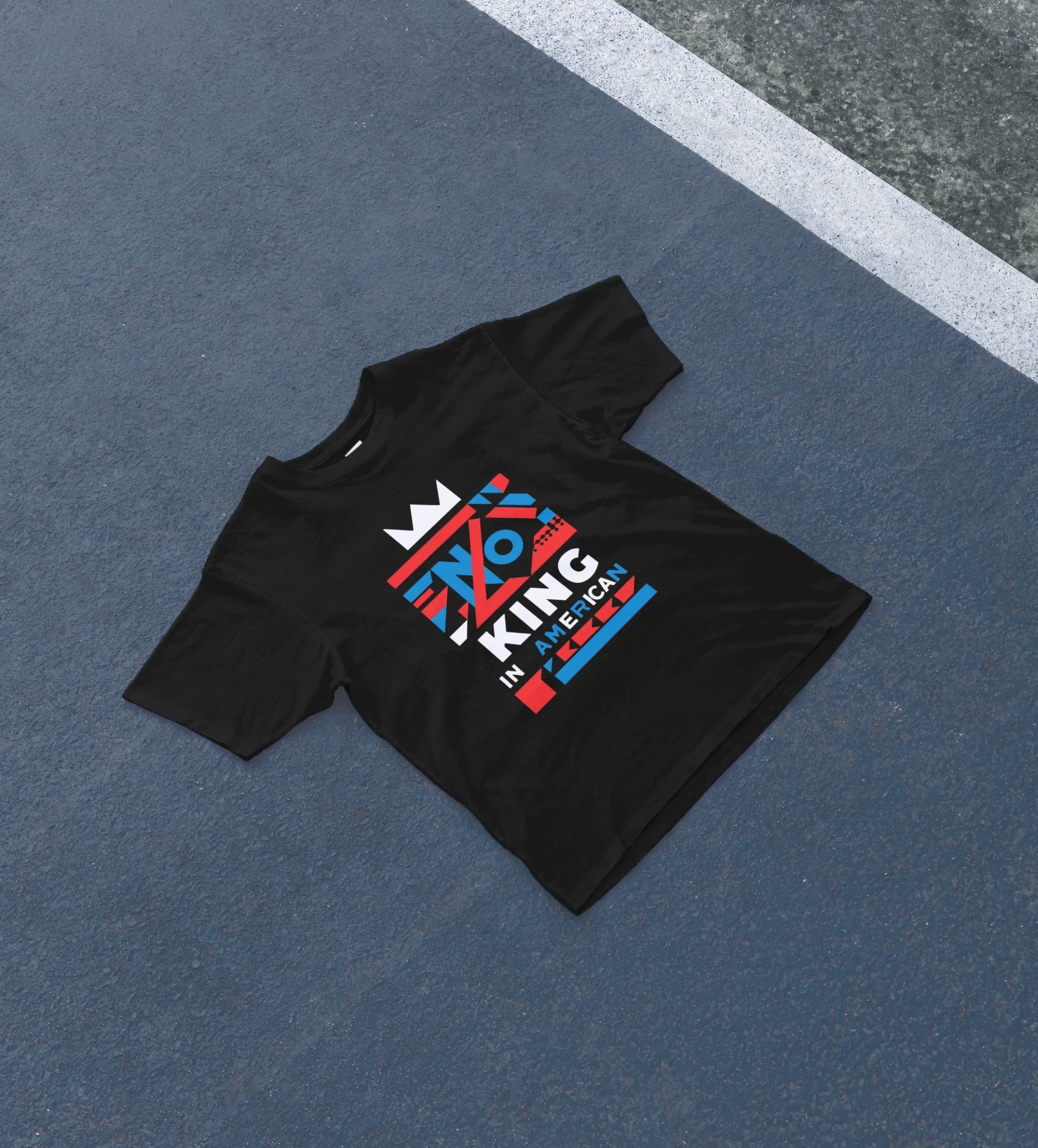 DIYANYONE Original Cotton Tee: NO KING IN AMERICAN Geometric Flag