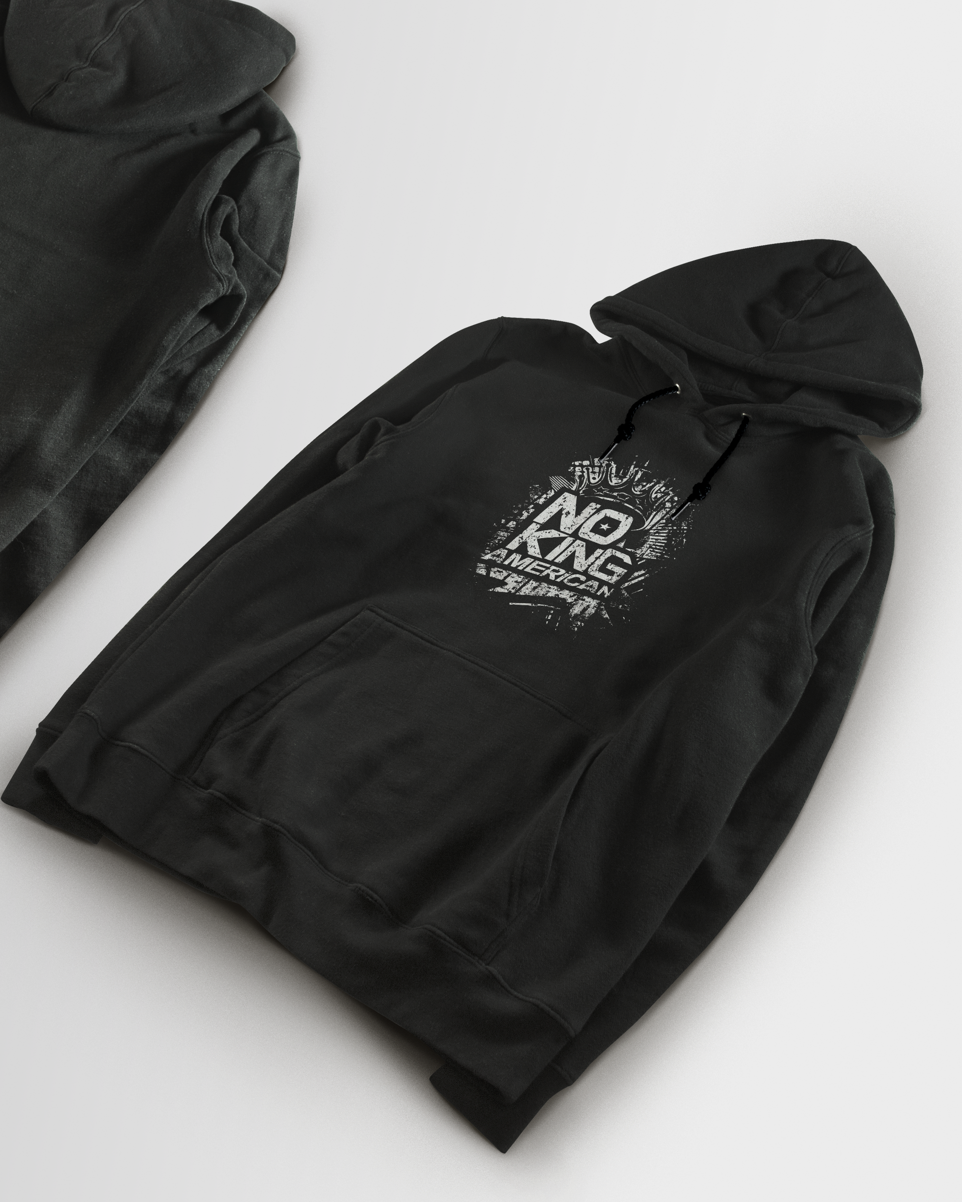 DIYANYONE Original "NO KING AMERICAN" Hoodie - Heavyweight Cotton Blend Streetwear Pullover, Distressed Political Statement Hoodies, Urban Grunge Style