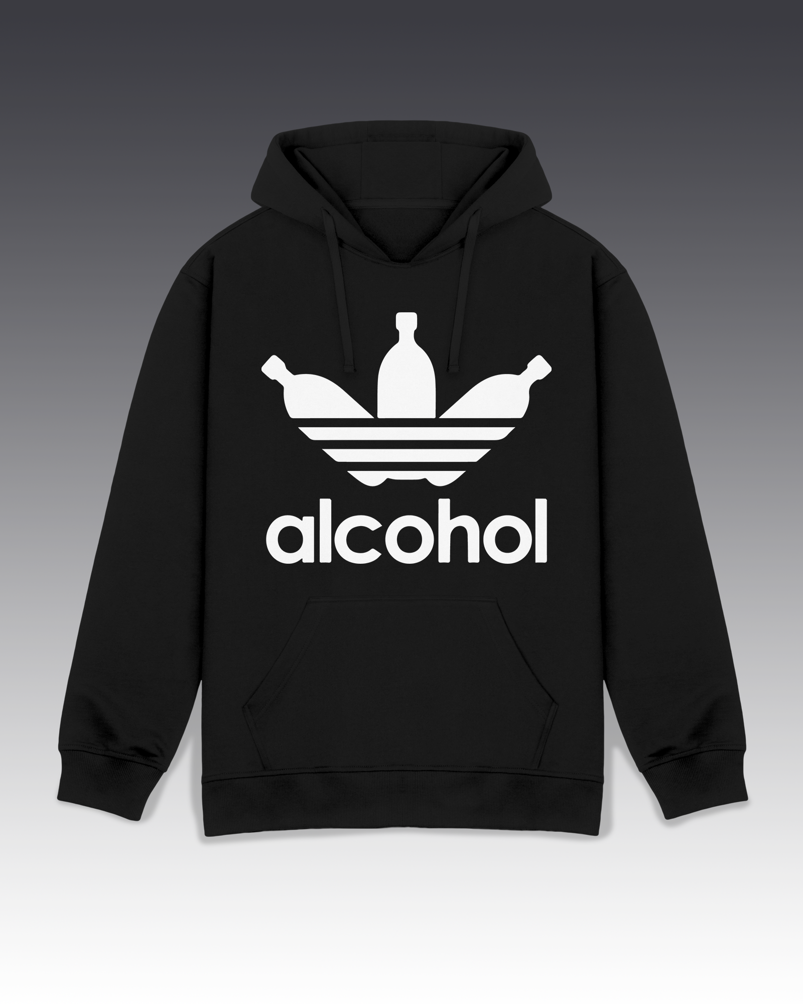 DIYANYONE Original "ALCOHOL" Hoodie - Heavyweight Cotton Blend Pullover, Pub Culture Drink Parody Hoodies