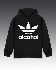 DIYANYONE Original "ALCOHOL" Hoodie - Heavyweight Cotton Blend Pullover, Pub Culture Drink Parody Hoodies