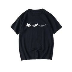 Cat Plus Fish Equals Fishbone Funny Math Meme Graphic Unisex T-Shirt