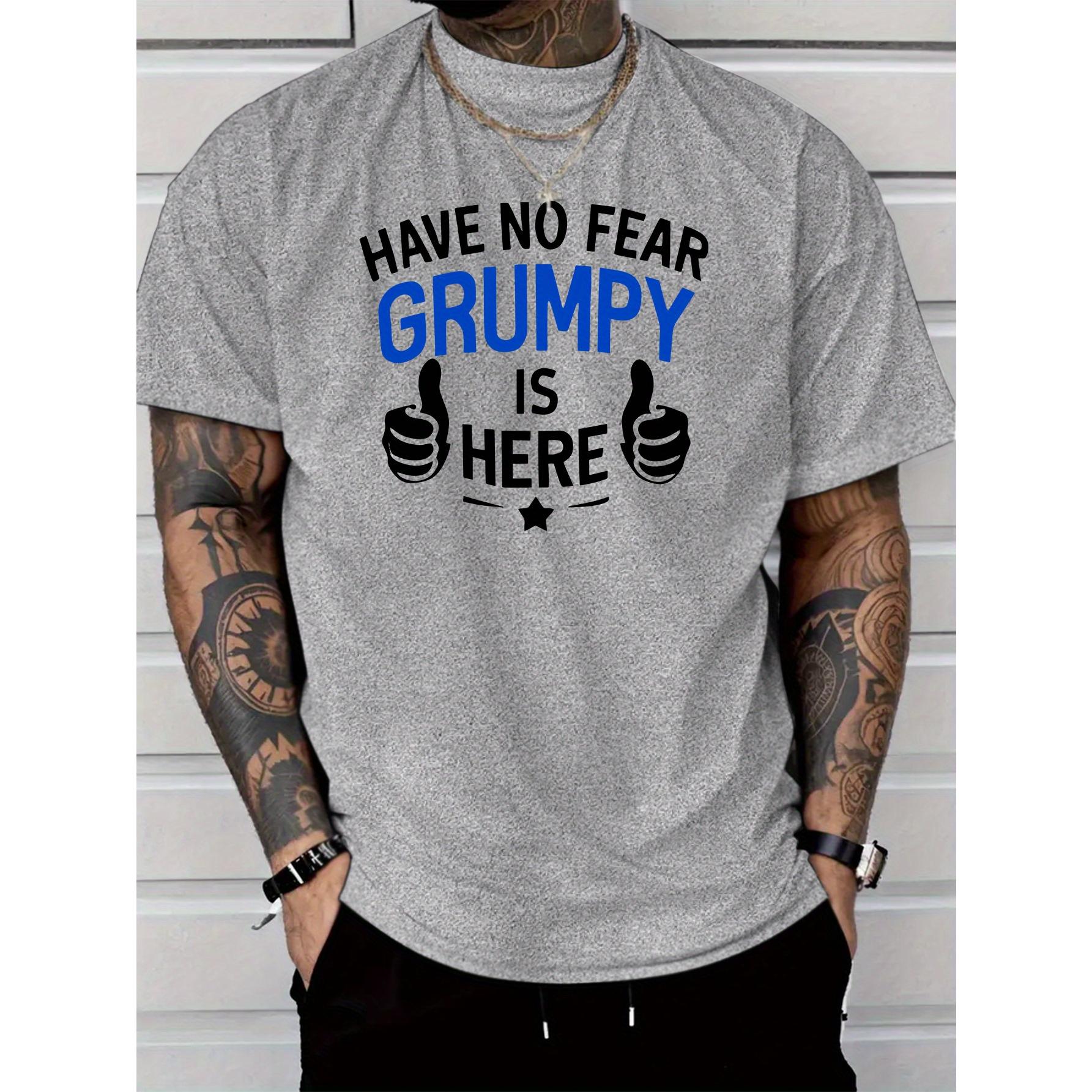 Men's Casual Fashion Short-sleeve T-shirt, Featuring a New "No Fear" Graphic Print Design, 100% Polyester, Regular Fit Round Neck, Comfortable Stretch Summer Fashion Tee, Casual Daily Style Clothing, Ideal as a Gift