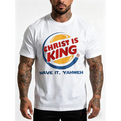 “Christ Is King” Christian Graphic Tee – Bold Faith Shirt for Men, Soft Cotton Casual Church Top