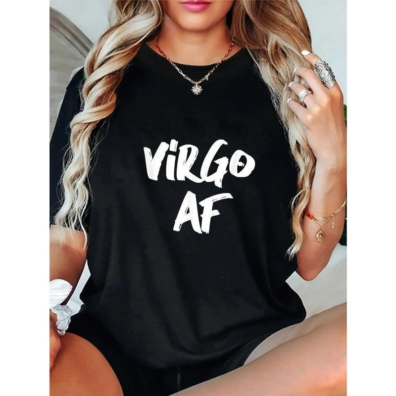 100% Cotton Virgo AF Zodiac Sign Horoscope Birthday Funny Gift T-Shirt Casual Short Sleeve Shirt