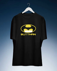 DIYANYONE Original BUTTMAN Parody Cotton T-Shirt - Funny Superhero Culture Graphic Tee, Pop-Culture Humor Style