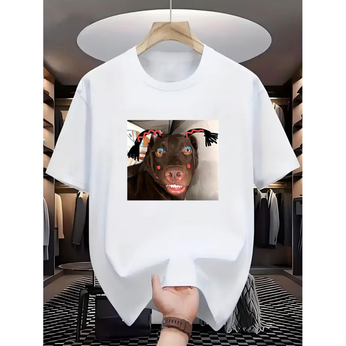 Double Ponytail Silly Face T-Shirt "Go Is Callin" with a Modified Double Ponytail Silly Face Print, Featuring a Quirky Design That'S Full of Humor, Making You Easily The Center of Attention on The Street. It'S an Excellent Choice for Outfits!