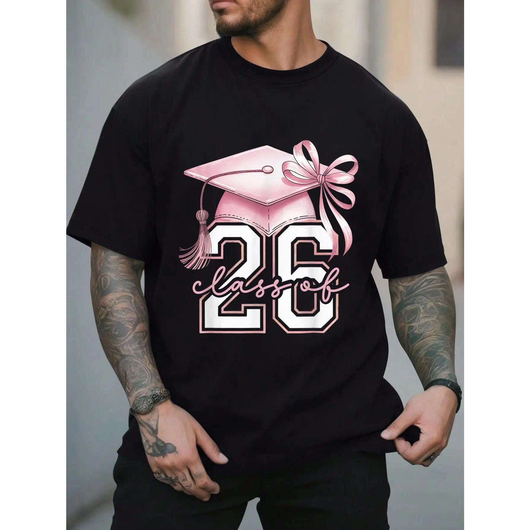 Pink Coquette Bow “Class of 2026” Senior Graduate T-Shirt - Cute Aesthetic Graphic Tee, Unisex Graduation Gift