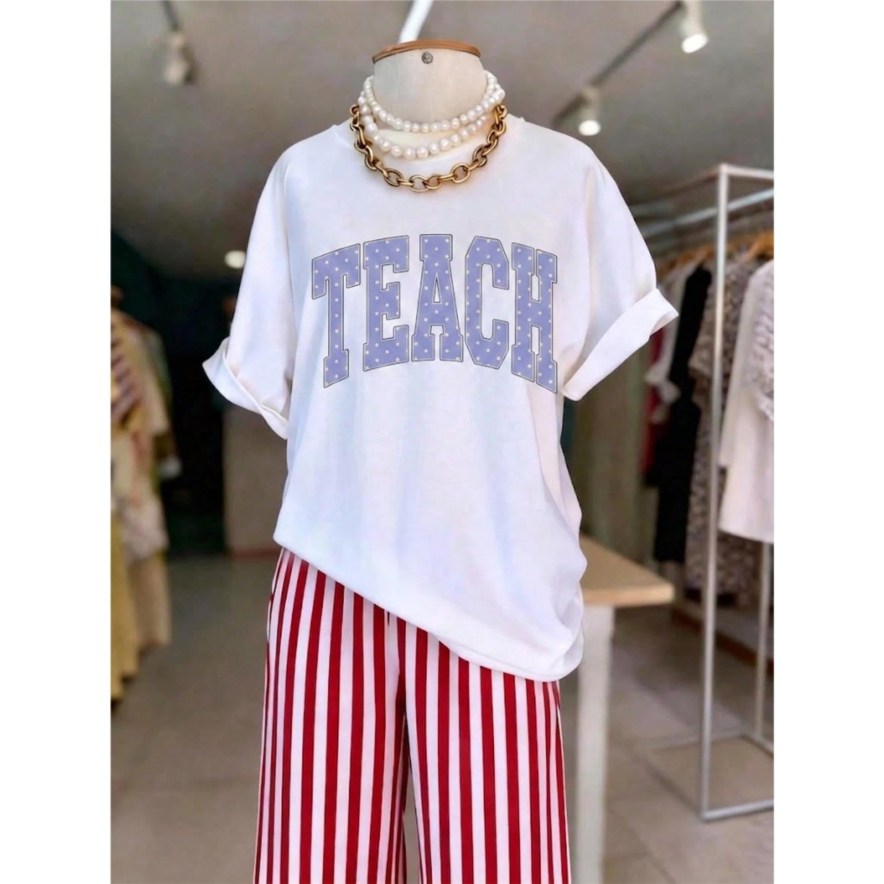 Elementary Teacher Shirt, 1st Day Of School Striped Border Gift, Cute Back To School Tee