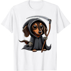 Weiner Dog Halloween Dachshund Grim Reaper T-Shirt