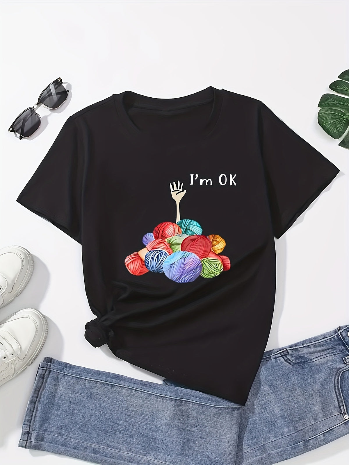 I'm OK T-Shirt Funny Crochet Knitting Lover Tee Yarn Hoarder Gift For Crocheter