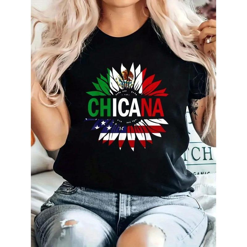 Chicana Mexican USA Flag T-Shirt
