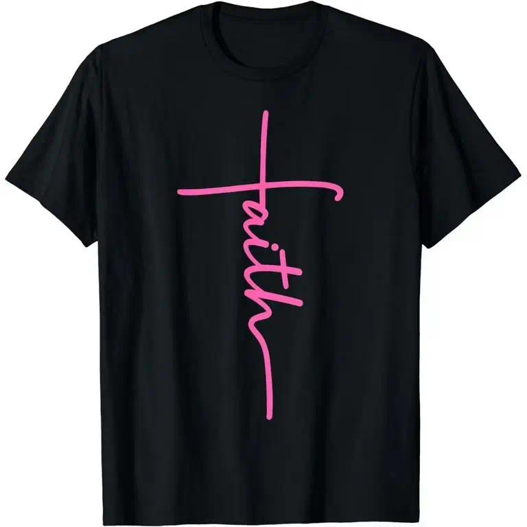 Cotton Unisex Christian Faith Cross Hot Pink Believers Christians Gift T-Shirt Christ Christian Tops Casual Top