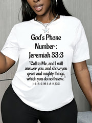 Women's Bible Verse Blouse Top Jeremiah 33:3 Hebrew Scripture Print Short Sleeve Shirt