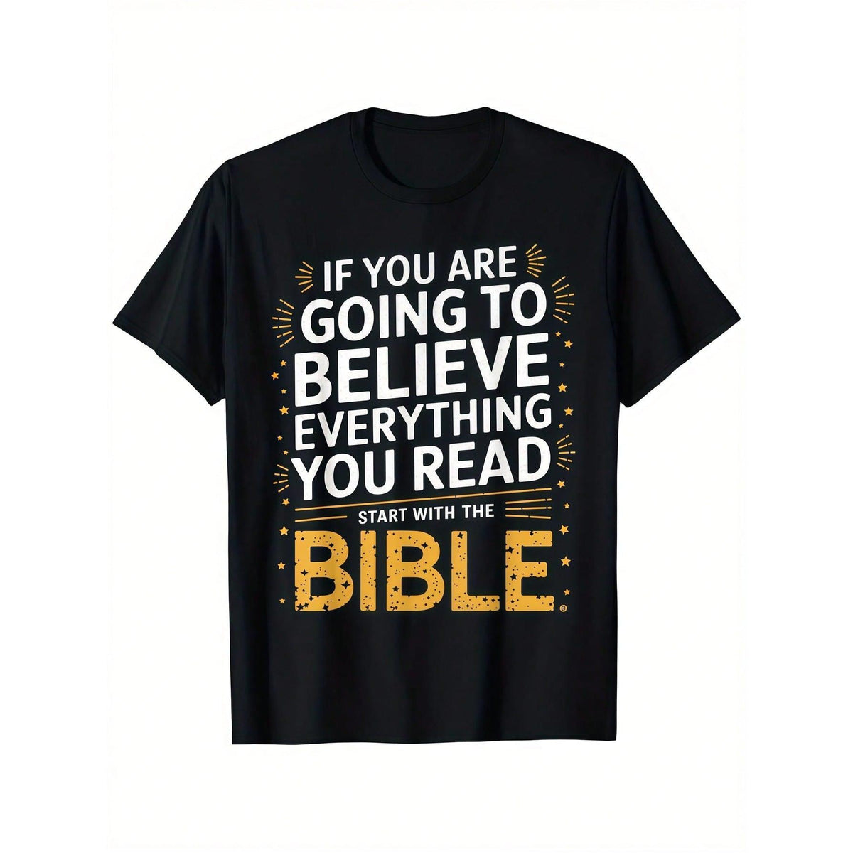 Men's Clothing Bible Text Printed Black Tshirt, Graphic Tee, Summer Tops, Shirt, Unisex Casual Crew Neck Tshirt