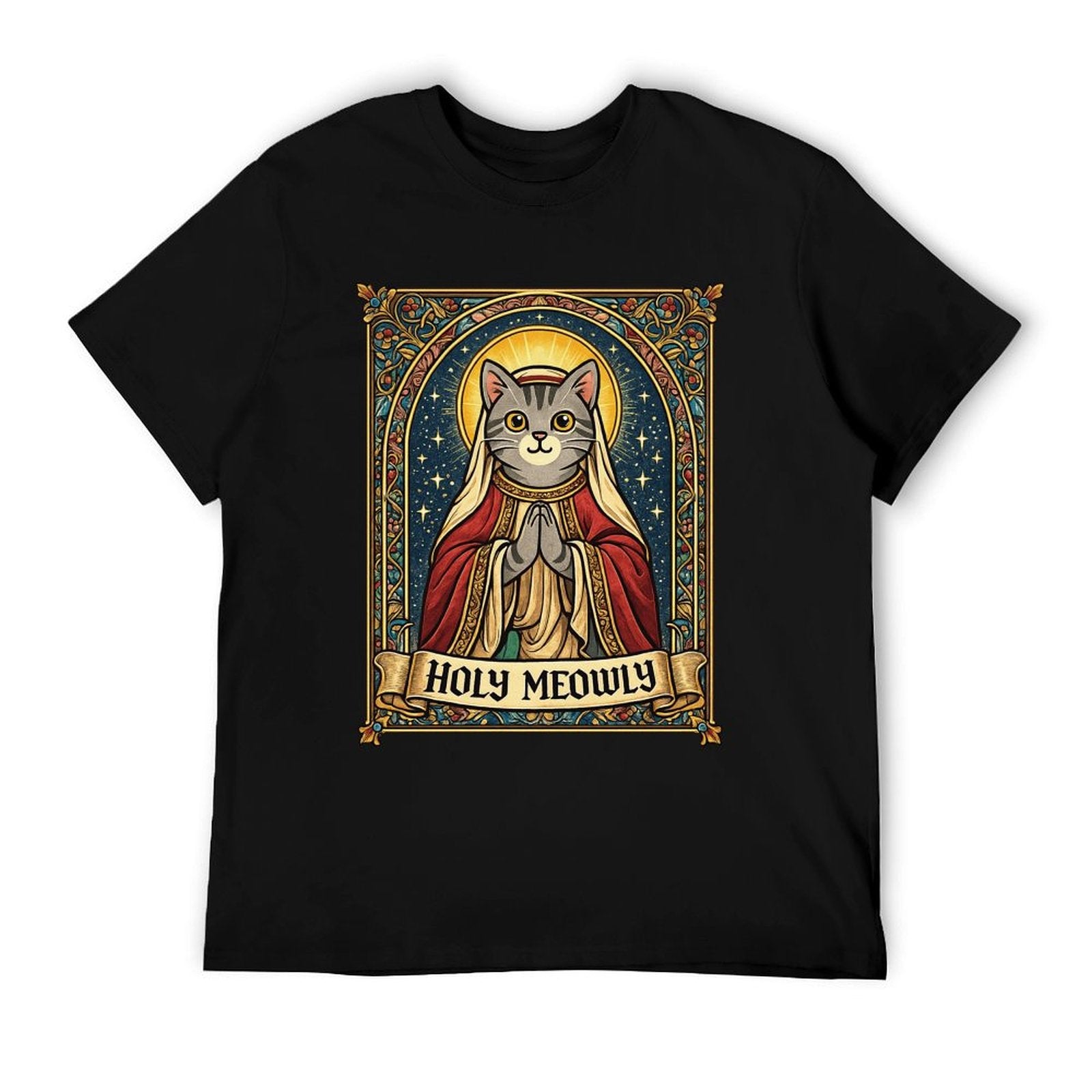 Graphic tee [Holy meowly] funny t-shirt Unisex gift idea holiday vibe Xmas gift cat meme