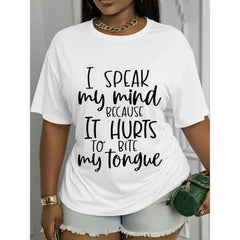 “I Speak My Mind Because It Hurts” Graphic Tee – Funny Sarcastic Shirt for Women Men, Soft Stretchy Casual Crewneck