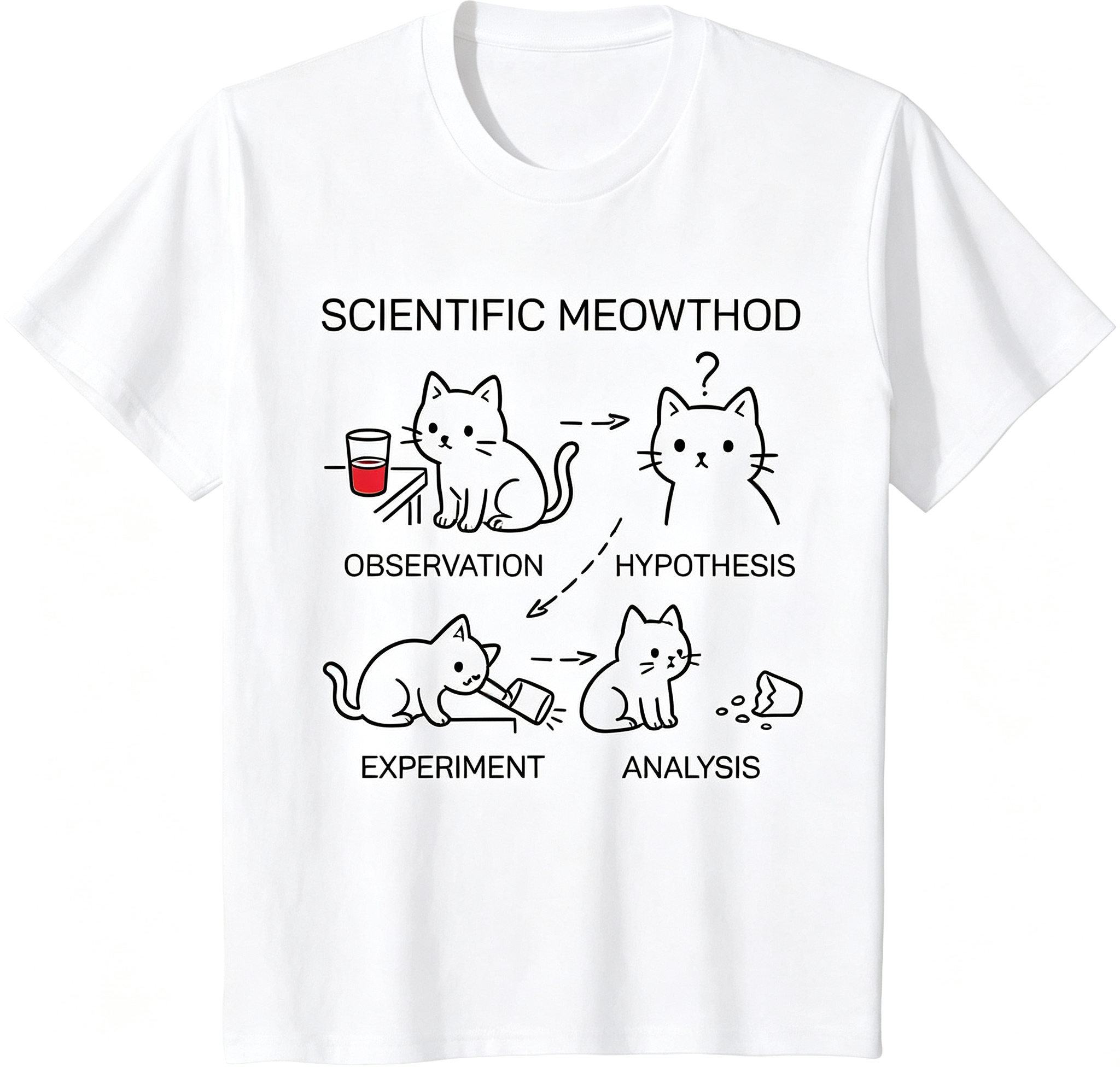 Science Cat Language Fun Science Cat Teacher Student Cool T-shirt  Women Clothing Teacher Gift Tee，Unisex Scientific Meowthod Funny Cat Graphic T‑Shirt