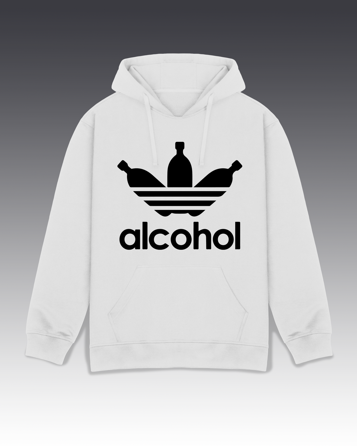 DIYANYONE Original "ALCOHOL" Hoodie - Heavyweight Cotton Blend Pullover, Pub Culture Drink Parody Hoodies