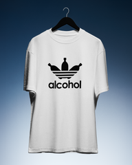 DIYANYONE Original "ALCOHOL" Cotton T-Shirt - Pub Culture Parody Tee, Funny Drink Statement Bar Style