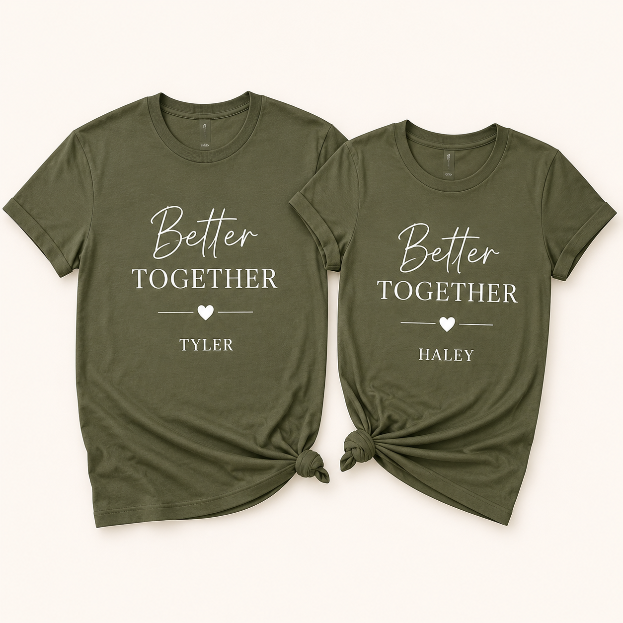Personalized Couple T-Shirt Set Custom 2 Piece Matching Tees for Him and Her