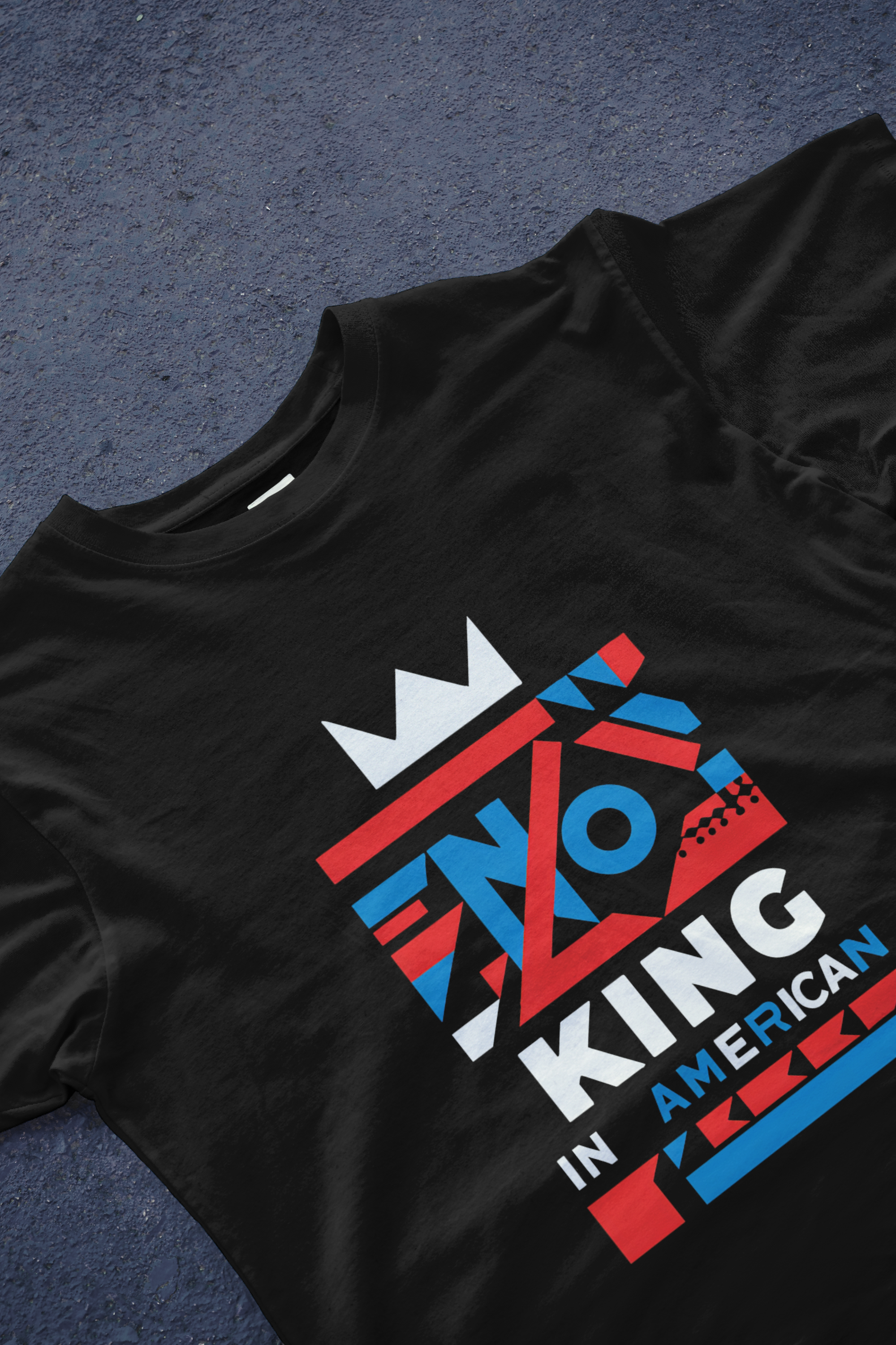 DIYANYONE Original Cotton Tee: NO KING IN AMERICAN Geometric Flag