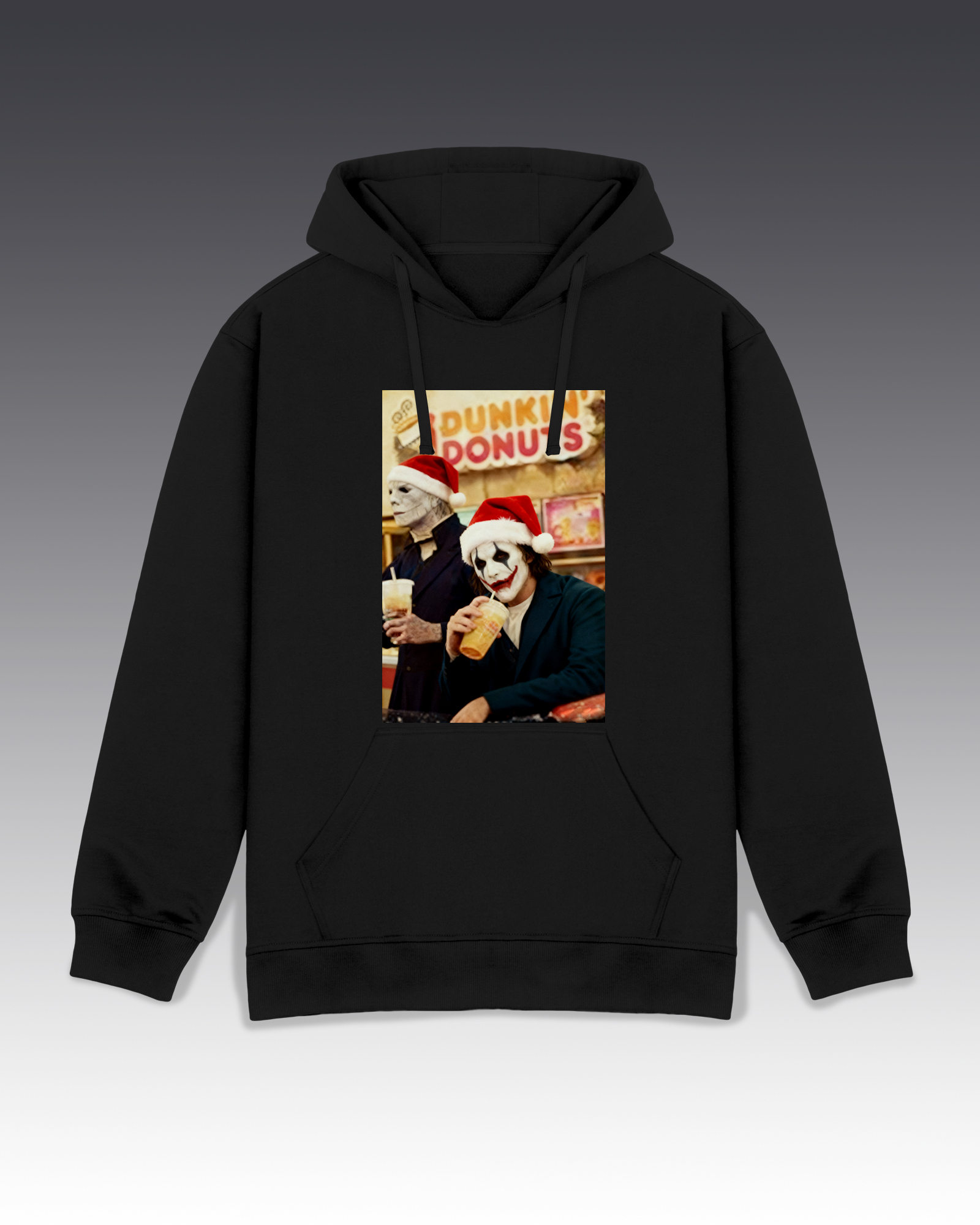 DIYANYONE Christmas Horror Hoodies: Jason & Joker Holiday Dunkin' Coffee Run