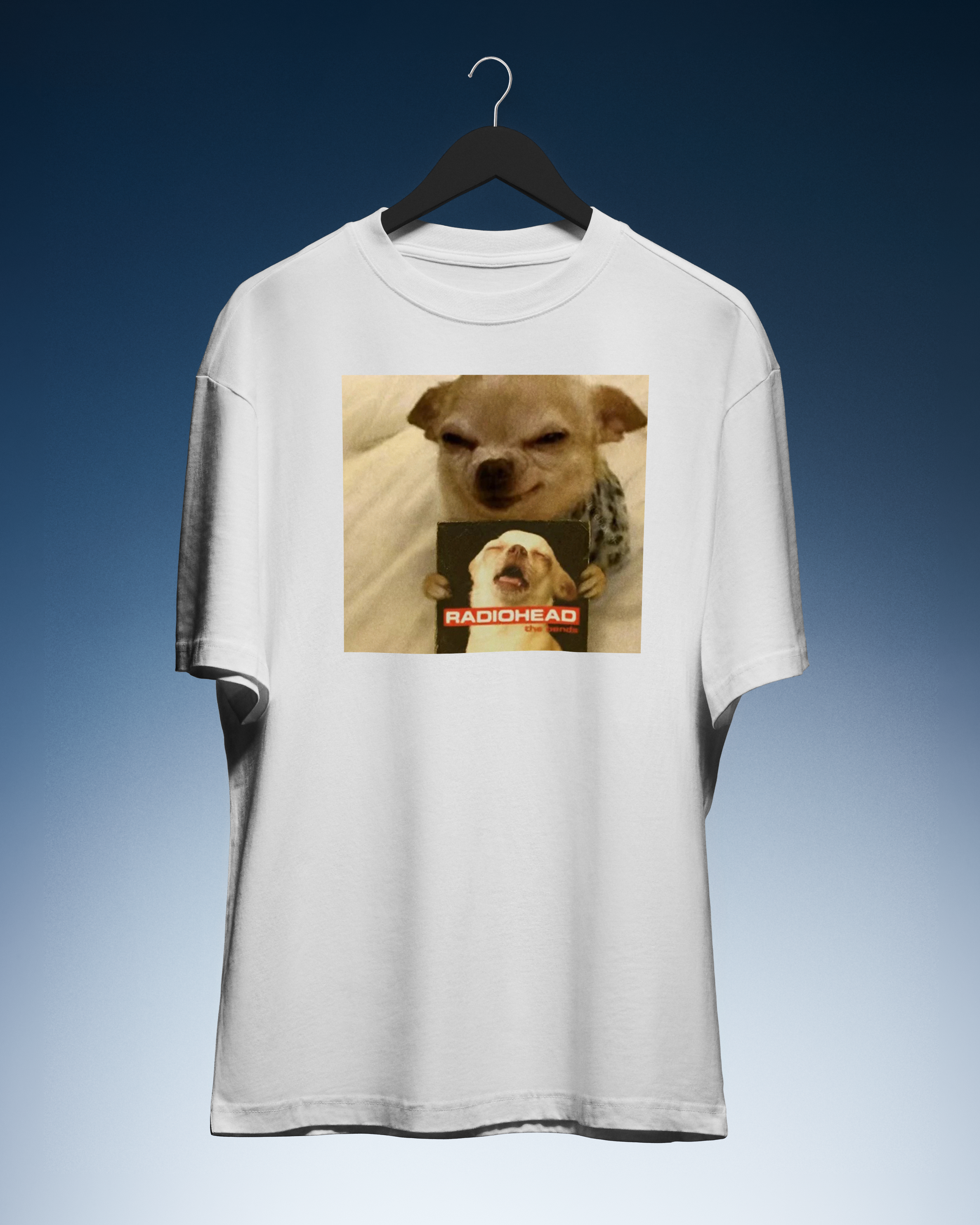 DIYANYONE Original Chihuahua Meme "The Bends" Cotton T-Shirt - Dogs Memes Band Culture Parody Tee, Indie Rock Fan Style
